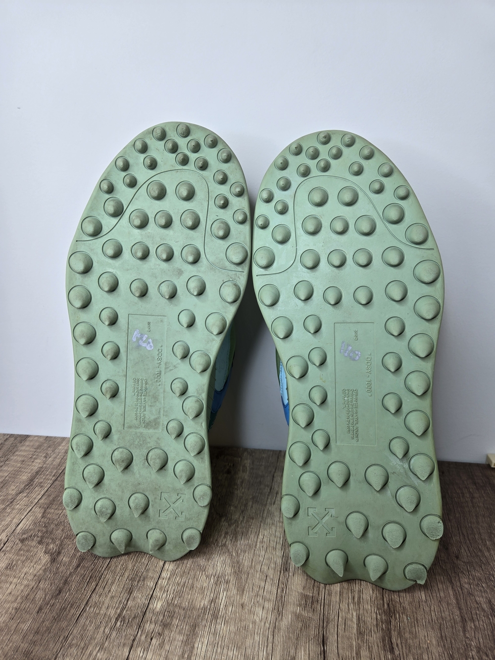 OffWhite Odsy 1000  Green Leather Mesh and Rubber Lace Up Sneakers Size 42 - Picture 12 of 13